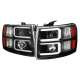 2007-2013 Chevy Silverado 1500 2500HD 3500HD Dual LED C-Bar Headlights Black