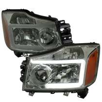 2004-2015 Nissan Titan / 04-2007 Armada LED Bar Factory Headlights Light Smoke