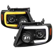 2004-2008 Ford F-20150/Lincoln Mark LT LED CBar Projector Headlights Black
