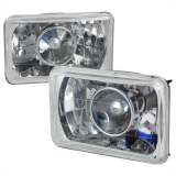 Universal 4x6 H4 Projector Headlights Chrome Housing/Glass Lens