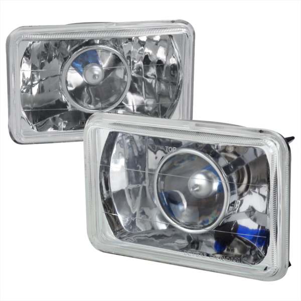 Universal 4x6 H4 Projector Headlights Chrome Housing/Glass Lens