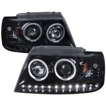 2002-2005 Ford Explorer Dual Halo Projector Headlights Glossy Black/Smoke Lens