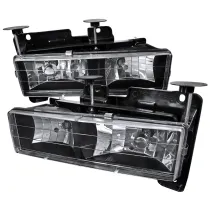 1988-1998 Chevy C/K C10/Tahoe/Sierra/Yukon/Suburban Crystal Headlights Black
