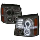 2002-2006 Cadillac Escalade Dual Halo Projector Headlights LED Light Smoke