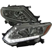 2014-2016 Nissan Rogue LED Strip Factory Style Headlights Chrome/Smoke Lens
