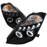 2003-2005 Nissan 350Z Dual Halo Projector Headlights Matte Black/Clear Lens