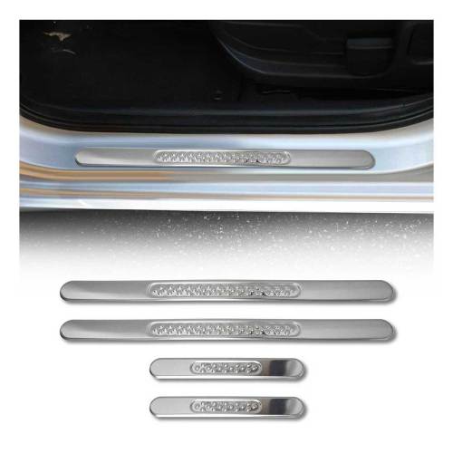 Chevrolet Door Sill Scuff Plate Scratch Protector Gloss Stainless Steel Silver 4 Pcs