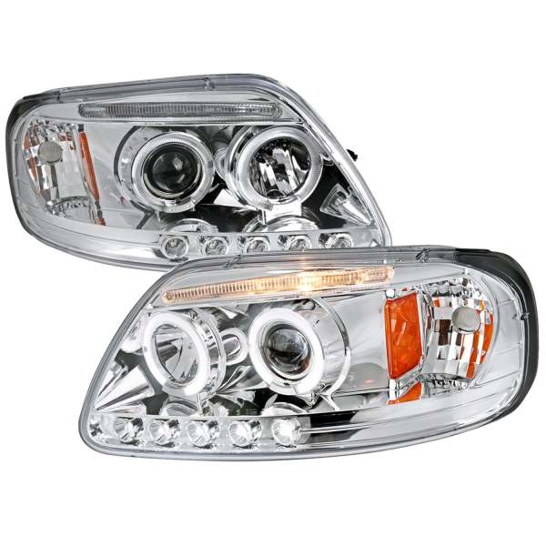 1997-2004 Ford F-20150 / 97-2002 Expedition Dual Halo Projector Headlights Chrome