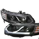 2006-2011 Honda Civic Coupe Projector Headlights LED Light Strips Matt Black