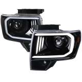 2009-2014 Ford F-20150 LED C-Bar Projector Headlights Jet Black/Clear Lens