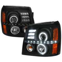 2002-2006 Cadillac Escalade Dual Halo Projector Headlights SMD LED Light Black
