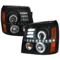 2002-2006 Cadillac Escalade Dual Halo Projector Headlights SMD LED Light Black