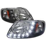 1997-2004 Ford F-20150/Expedition Factory Crystal Headlights SMD LED Light Black