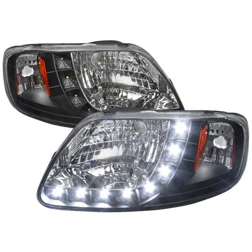 1997-2004 Ford F-20150/Expedition Factory Crystal Headlights SMD LED Light Black