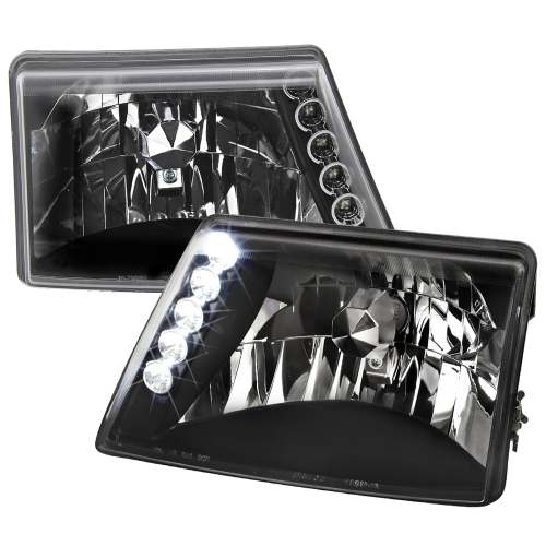 1998-2000 Ford Ranger Factory Style Headlights Matte Black/Clear Lens