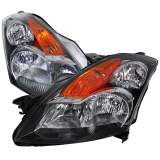 2007-2009 Nissan Altima Sedan Crystal Headlights Amber Reflector Matt Black