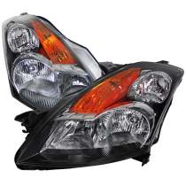 2007-2009 Nissan Altima Sedan Crystal Headlights Amber Reflector Matt Black