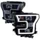 2015-2017 Ford F-20150 LED Bar Outline Projector Headlights Glossy Black/Smoke