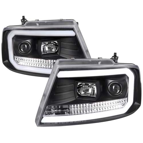 2004-2008 Ford F-20150/Lincoln Mark LT LED CBar Projector Headlights Matte Black