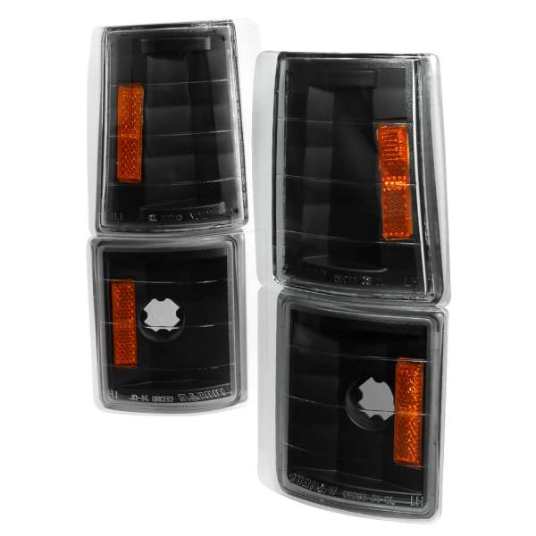 1994-1998 GMC C/K Sierra/Yukon/Suburban Corner Lights Amber Reflectors Black
