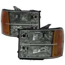 2007-2013 GMC Sierra 1500/ 2500HD 3500HD Factory Headlights Chrome/Light Smoke