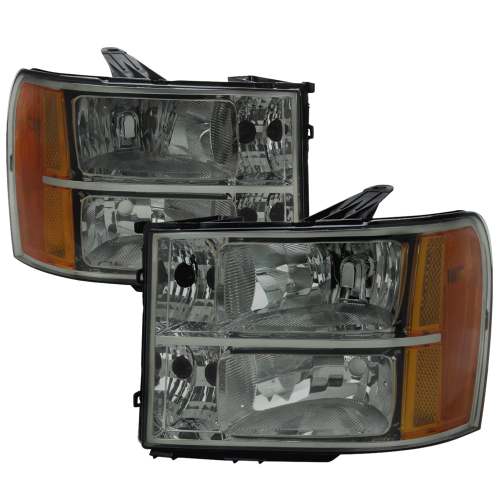 2007-2013 GMC Sierra 1500/ 2500HD 3500HD Factory Headlights Chrome/Light Smoke