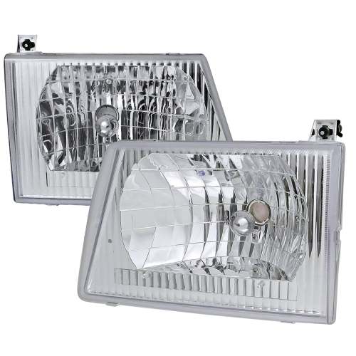 1992-2006 Ford Econoline Factory Style Crystal Headlights Chrome/Clear Lens