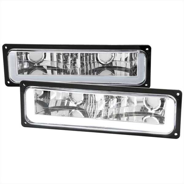 1988-1998 Chevy C10 GMC C/K LED Strip Bumper Corner Signal Lights Chrome/Clear