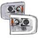 1999-2004 Ford F-250/350/450/550 /2000-2004 Excursion LED Bar Headlights Chrome