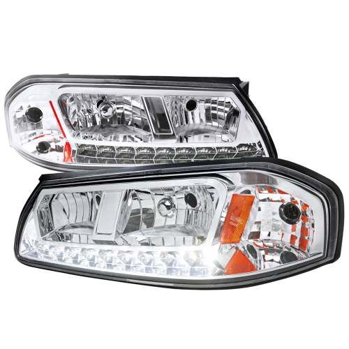 2000-2005 Chevy Impala Crystal Headlights w/ SMD LED Light Strip Chrome/Clear