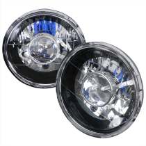 Universal 7 Round H4 Projector Headlights Matte Black Housing/Clear Lens