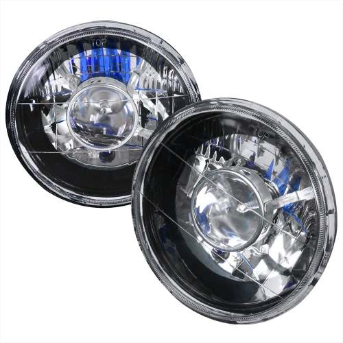 Universal 7 Round H4 Projector Headlights Matte Black Housing/Clear Lens