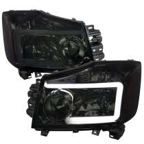 2004-2015 Nissan Titan / 04-2007 Armada LED Bar Factory Headlights Chrome/Smoke