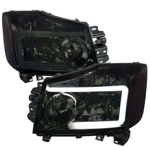 2004-2015 Nissan Titan / 04-2007 Armada LED Bar Factory Headlights Chrome/Smoke