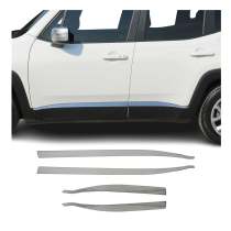 2015-2024 Jeep Renegade Side Door Molding Trim Skirt Garnish Steel Silver 4x