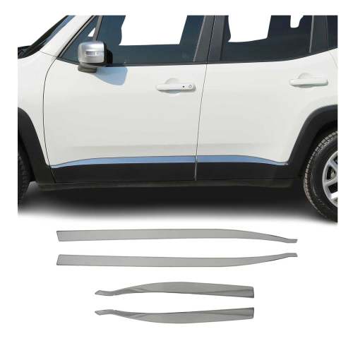 2015-2024 Jeep Renegade Side Door Molding Trim Skirt Garnish Steel Silver 4x