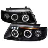 1997-2000 VW Passat Dual Halo Projector Headlights Matte Black/Clear Lens