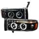 1994-2001 Dodge RAM 1500 2500 3500 Dual Halo Projector Headlights Jet Black