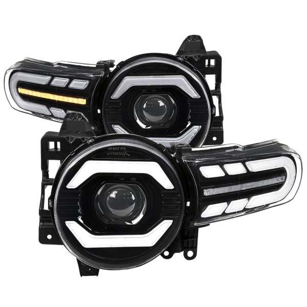 2007-2014 Toyota FJ Cruiser Signal Animated LED Bar Projector Headlights Black