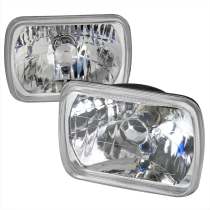 Universal 7x6 H4 Crystal Headlights Chrome Housing/Glass Lens