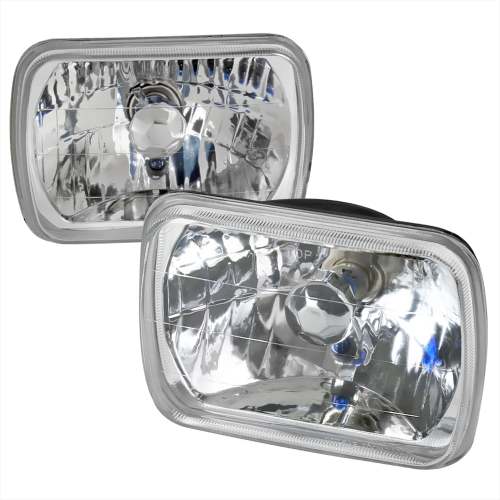 Universal 7x6 H4 Crystal Headlights Chrome Housing/Glass Lens