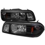 1987-93 Ford Mustang Factory Style Crystal Headlights Matte Black/Clear Lens