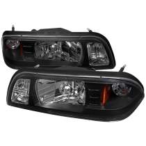 1987-93 Ford Mustang Factory Style Crystal Headlights Matte Black/Clear Lens