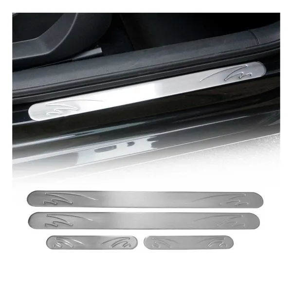 Hummer Door Sill Scuff Plate Scratch Protector Stainless Steel Silver Wave 4 Pcs