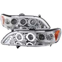 1998-2002 Honda Accord Dual Halo Projector Headlights Chrome/Clear Lens