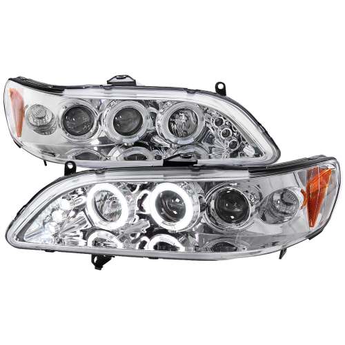 1998-2002 Honda Accord Dual Halo Projector Headlights Chrome/Clear Lens