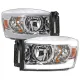 2006-2008 Dodge Ram 1500/ Ram 2500 3500 LED Headlights Amber Reflector Chrome