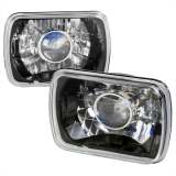 Universal 7x6 H4 Projector Headlights Matte Black Housing/Clear Lens