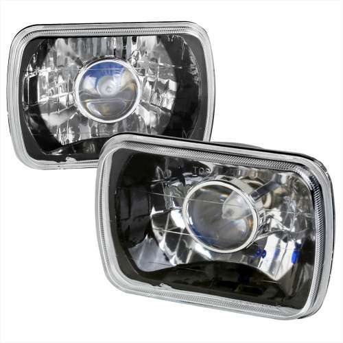 Universal 7x6 H4 Projector Headlights Matte Black Housing/Clear Lens