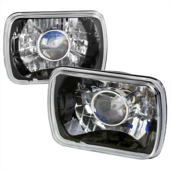 Universal 7x6 H4 Projector Headlights Matte Black Housing/Clear Lens